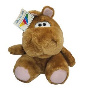 Vintage Guy Animal Fair Plush Hippo Sitting Brown Stuffed Animal #9609A 1987 10"